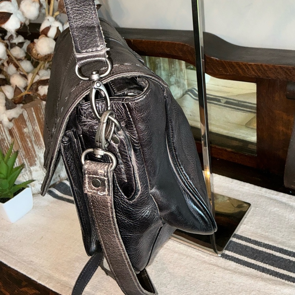 Bed Stu Brown & Black Leather Two-Tone Crossbody Bag - Picture 9 of 15